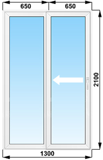 Французские раздвижные пластиковые двери 1300x2100п